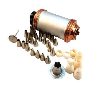 Aluminum & Copper Cookie Press & Icing Set With Pastry Piping Tips